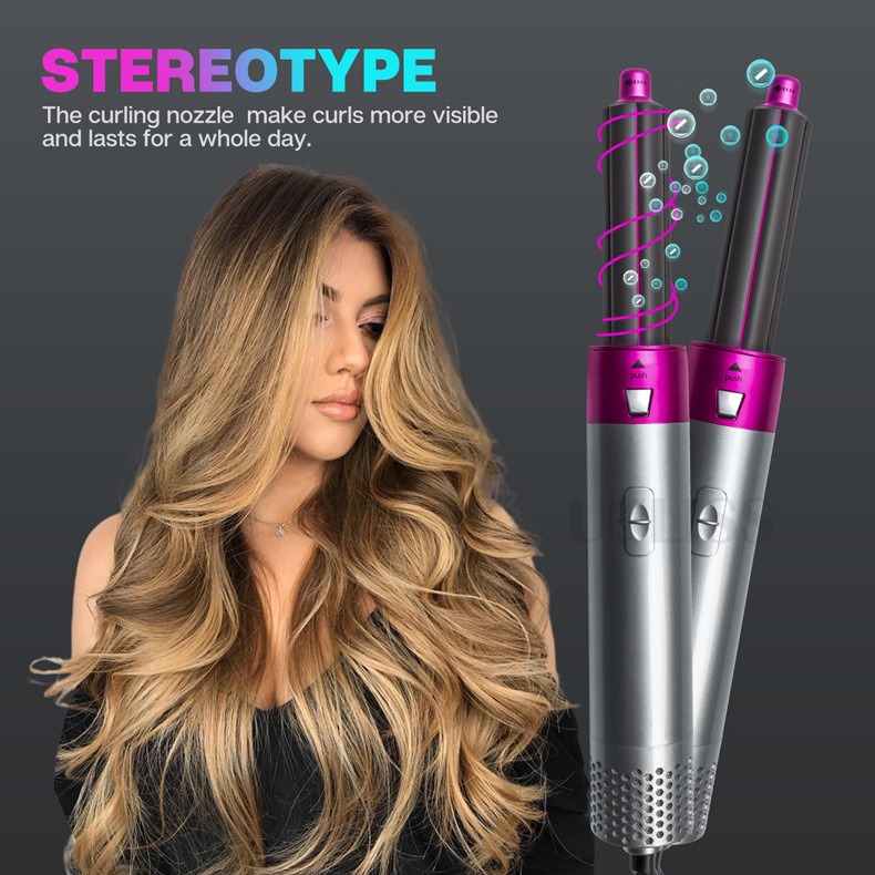 Cross-border New Five-in-one Hot Air Comb, Automatic Curling Iron, Curling And Straightening Dual-purpose Hair Styling Comb, Hair Dryer On Amazon