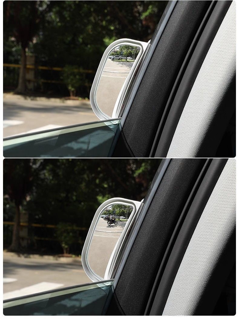 Car Second-Row Rearview Mirror, Exterior Adhesive Auxiliary Mirror, Rear Seat Observation Mirror, B-Pillar Auxiliary Mirror, Door Opening Mirror