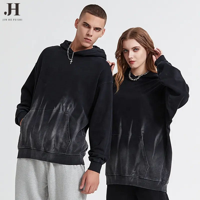 Customized Logo Hip-Hop Retro Washed Tie-Dye 380g French Terry Hoodie Men's Trendy Couple Sweatshirt