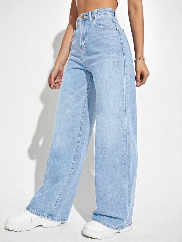 Damen Jeans Mit Hoher Taille Für Einen Schmalen Geraden Schnitt_voghion.com