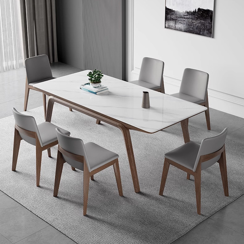 Mesa de comedor de madera maciza estilo francés, mesa de comedor de madera maciza rectangular y silla de madera maciza de cera moderna
