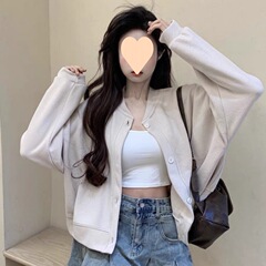 Black short sweatshirt jacket for women in autumn 2025 new small person design versatile loose baseball uniform top