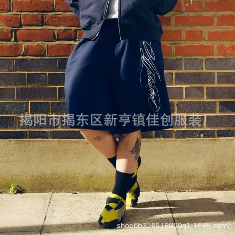 Летние шорты 2025 года, новые, прямые поставки из-за границы, с вышивкой персонализированных букв, свободные, повседневные, модные, унисекс.