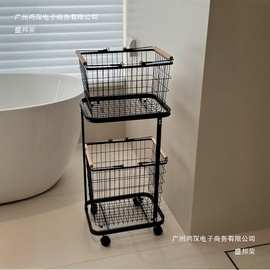 厂家直销脏衣篮家用铁艺洗衣万向轮推车收纳车
