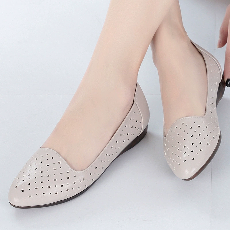 Summer big shoes for leather shoes for mother, breathable sandals, plus size