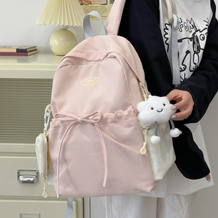 Junior High School Student Schoolbag Female K-Style Versatile Solid Color College Student Backpack Lightweight Large Capacity High School Student Travel Backpack