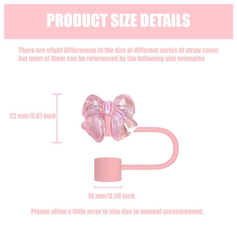 Resin Straw Cap Set Pink Straw Cap Set 10mm Bow Straw Cap Compatible con Stanley Cup 30 y