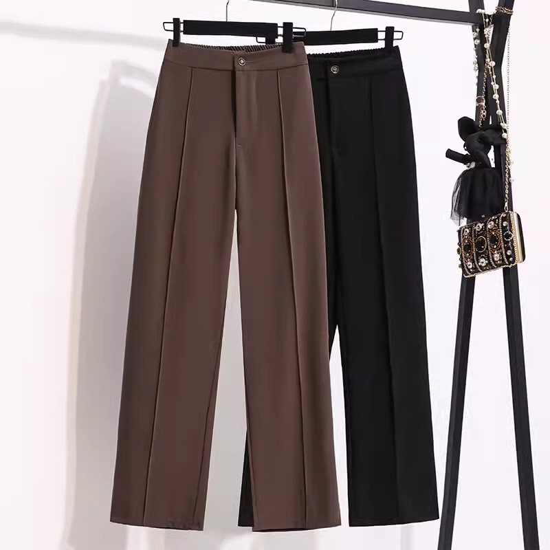Summer New Trousers Women's Fashion Solid Color Casual Trousers Loose Slimming Straight Pants Elegant Women's Trousers