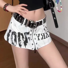 2025秋季新款美式辣妹性感低腰涂鸦铆钉牛仔半身裙修身百搭包臀裙