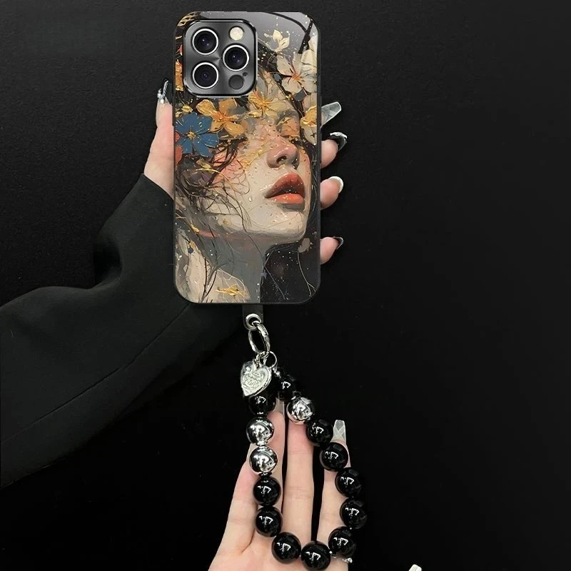 适用iPhone16ProMax手机壳繁花女孩苹果华为oppo小米vivo电镀玻璃|undefined