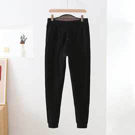 秋冬款加绒加厚颗粒绒蚕丝贴片男士保暖裤中老年纯色高腰棉裤