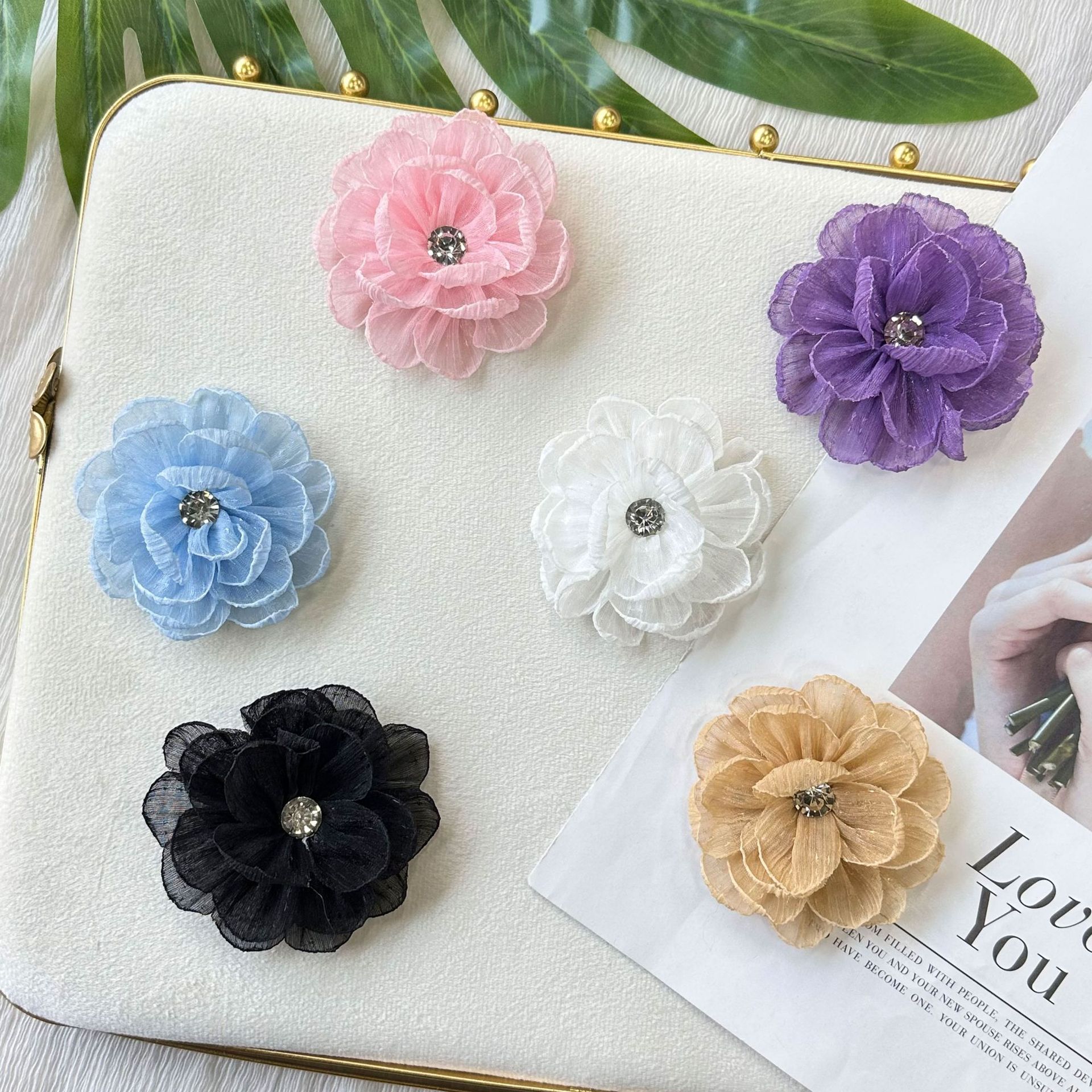 7cm mallas super temperamento de color ogan pequeñas flores materiales hechos a mano accesorios de ropa joyería tocado zapatos flores