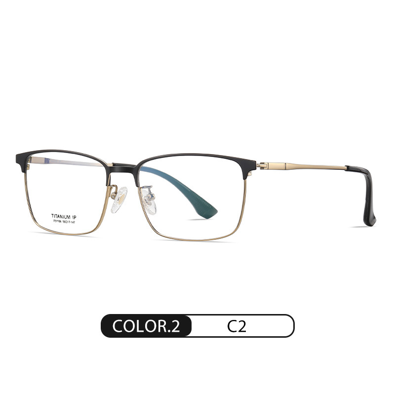 El nuevo espejo plano de titanio puro F51106 para hombres se puede equipar con gafas de miopía, galvanoplastia IP, marco óptico de moda con marco cuadrado