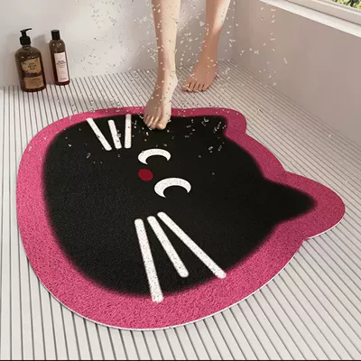 Floor Mat, Drain Mat, Avtomobil döşəmə paspasları - sweet-little-black-cat-4060cm-hollow-wire-circle