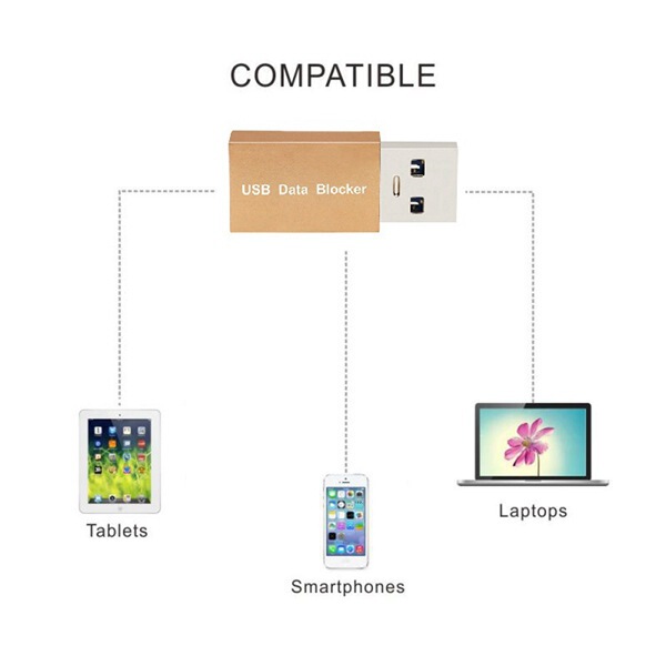 5 Pieces Color: Gold Material: Aluminum Alloy USB Data Blocker USB Data Interceptor Blocker