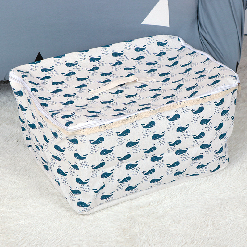 Cesta de almacenamiento de edredón de tela cesta de almacenamiento de ropa de lino de algodón simple con cremallera cesta de almacenamiento de artículos diversos