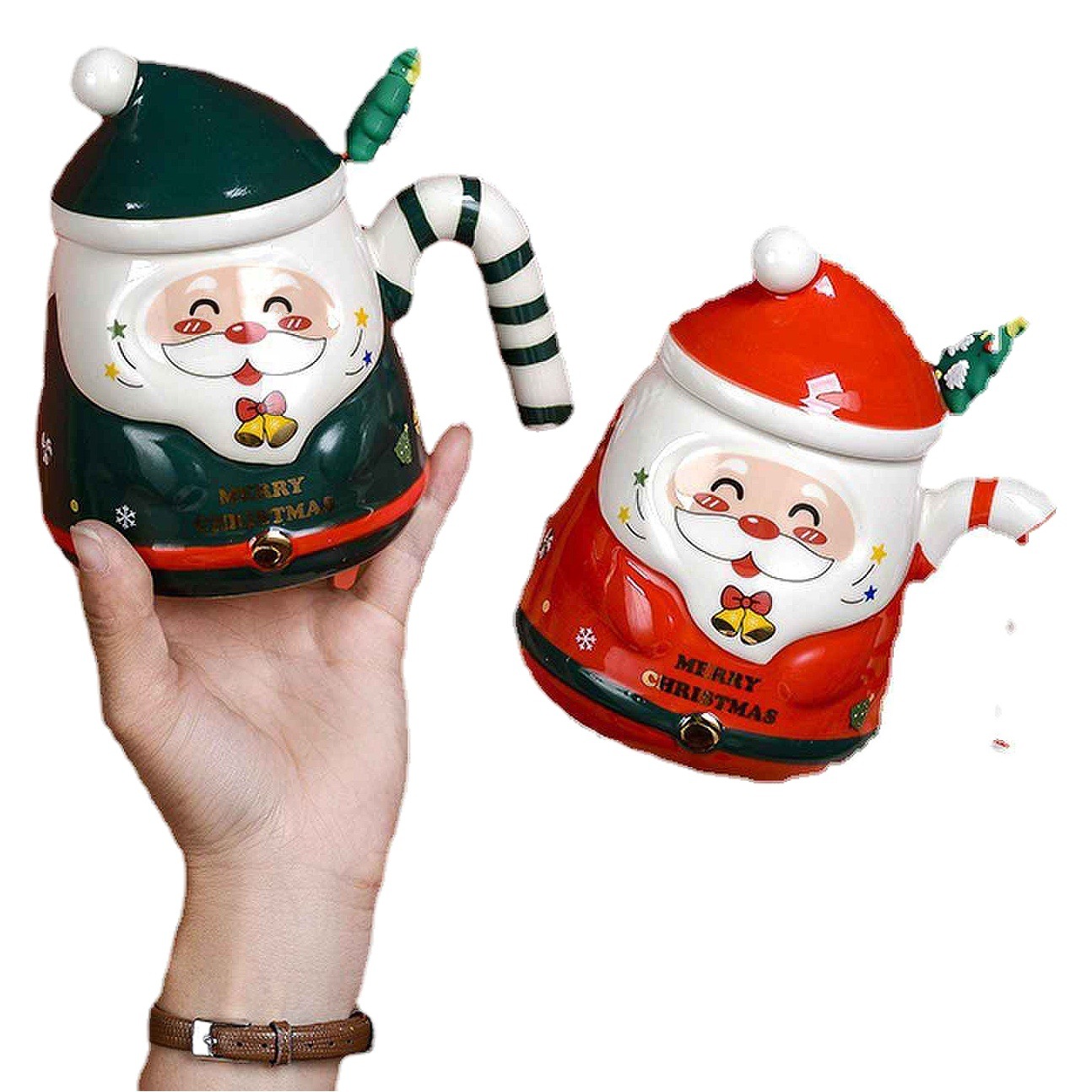 Taza de Cerámica con Diseño Creativo de Santa Claus, Taza de Agua Pintada a Mano, Regalo de Navidad, Taza de Recuerdo