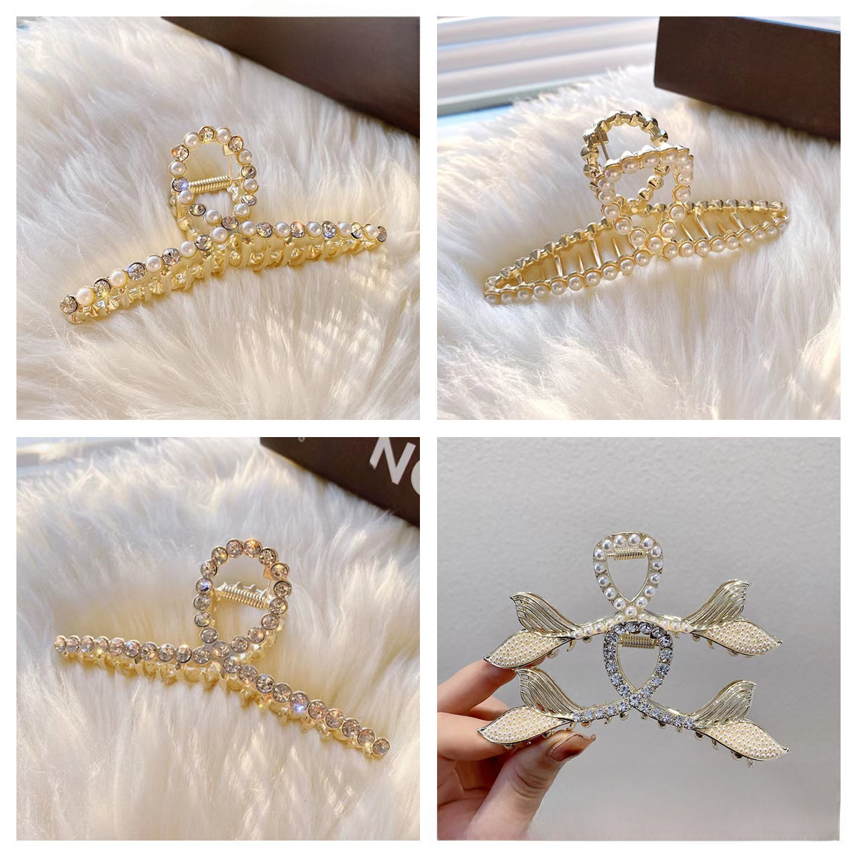 Metal Mesh Red Hairpin Hair Accessories Elegant Elegant Simple Hair Grab Back Head Clip Women's High Ponytail Clip Shark Clip_voghion.com