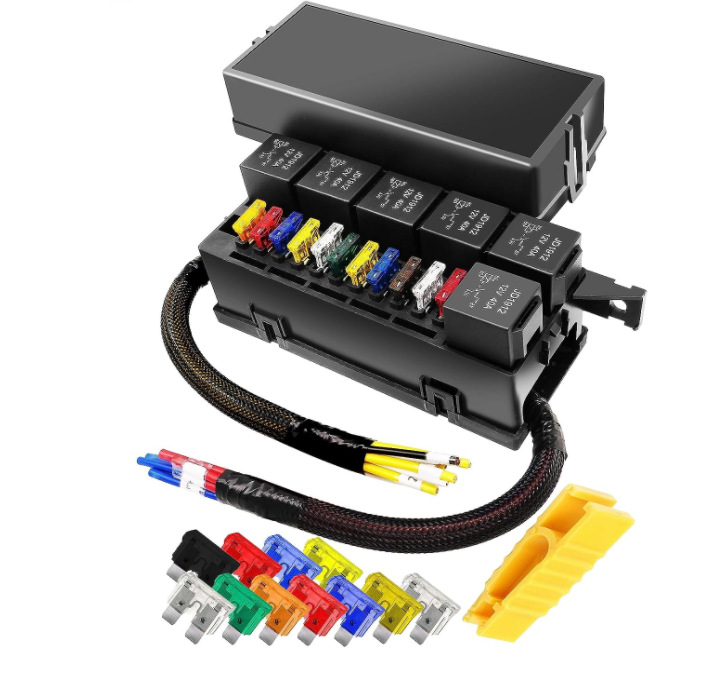 11+6汽车房车船预接线通用继电器保险丝盒 12V保险丝继电器盒套件