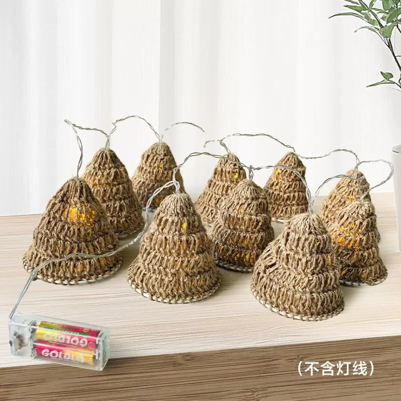 波西米亚麻绳灯罩灯串装饰跨境手工编织空中吊饰民宿酒楼灯罩装饰