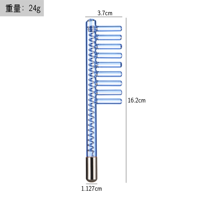Instrumento de electroterapia de alta frecuencia tubo de vidrio Accesorios instrumento de belleza luz roja luz púrpura electroterapia varilla electroterapia peine