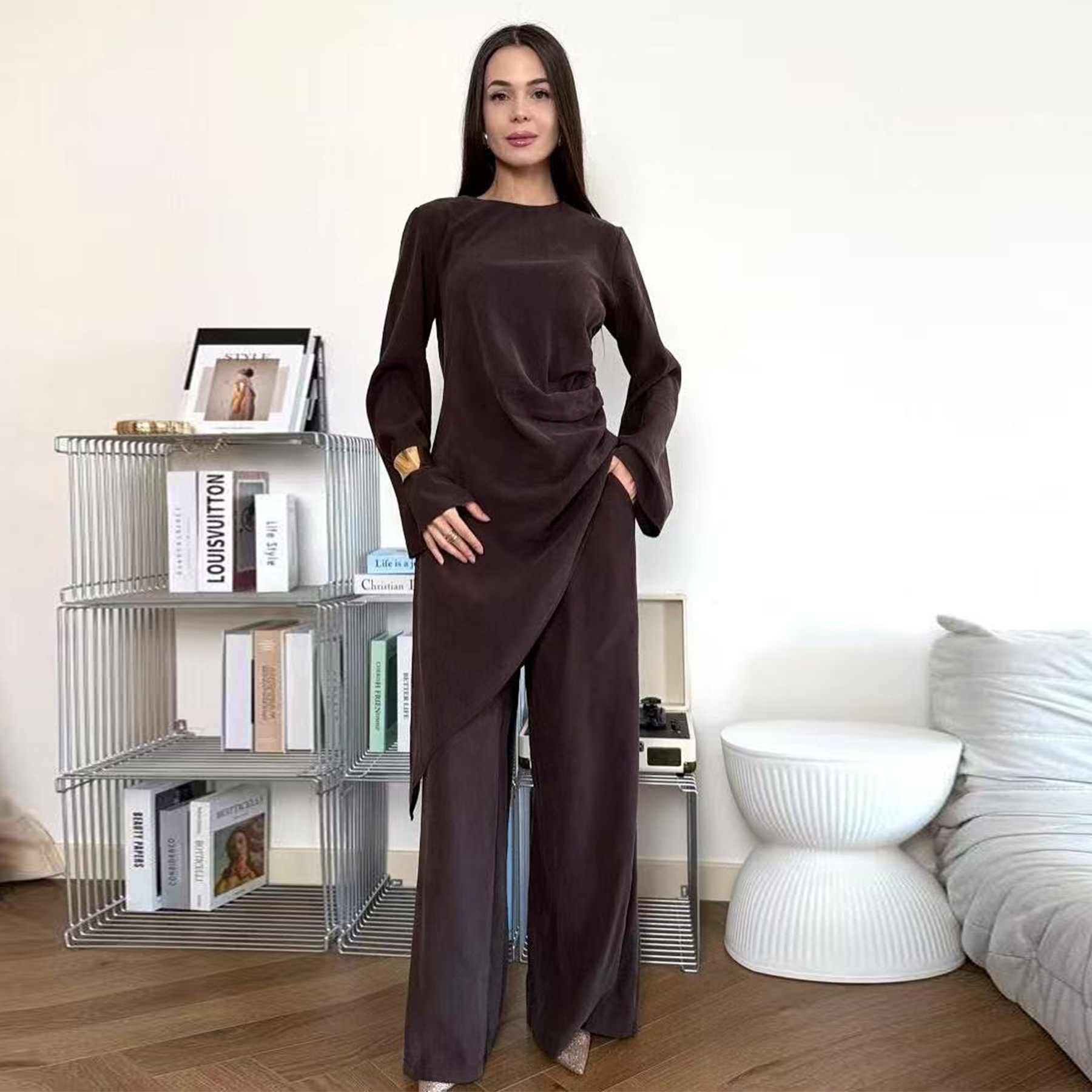 2025 Camisa larga + pantalón conjunto de dos piezas LR1105 image 3