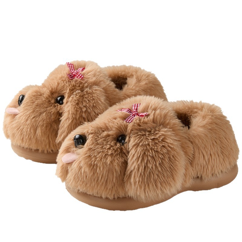 Fábrica de zapatos Qidan zapatillas de algodón de cachorro de dibujos animados para mujeres otoño y invierno en el hogar lindo calentamiento bolsa antideslizante tacones zapatos de algodón para mujeres