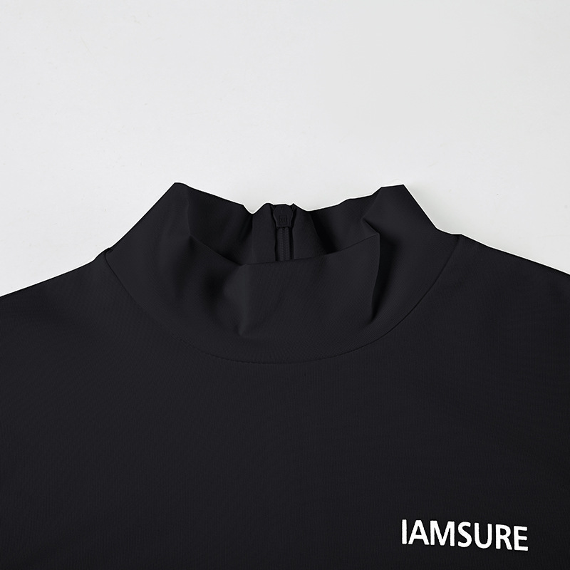 Street Sexy Casual Mesh Stitching One Piece Short Half Turtleneck Sexy Tight Long Sleeve Narrow Jumpsuit Women