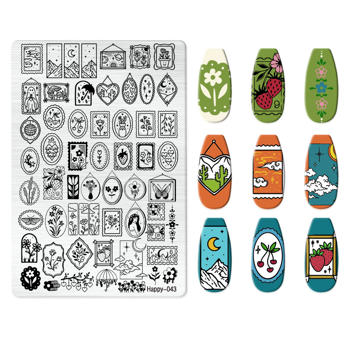 Xiaohongshu's Popular Jingtian Nail Art Stamping Plate Kt Cat Nail Art Bow Cartoon Line Frosted Stamping Plate