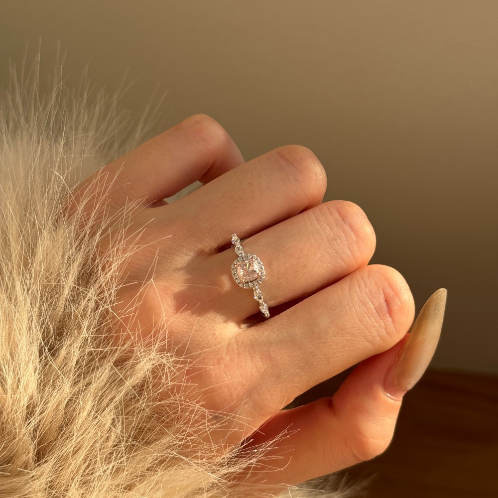 New Cube Sugar Layered Silver Ring Women - 4