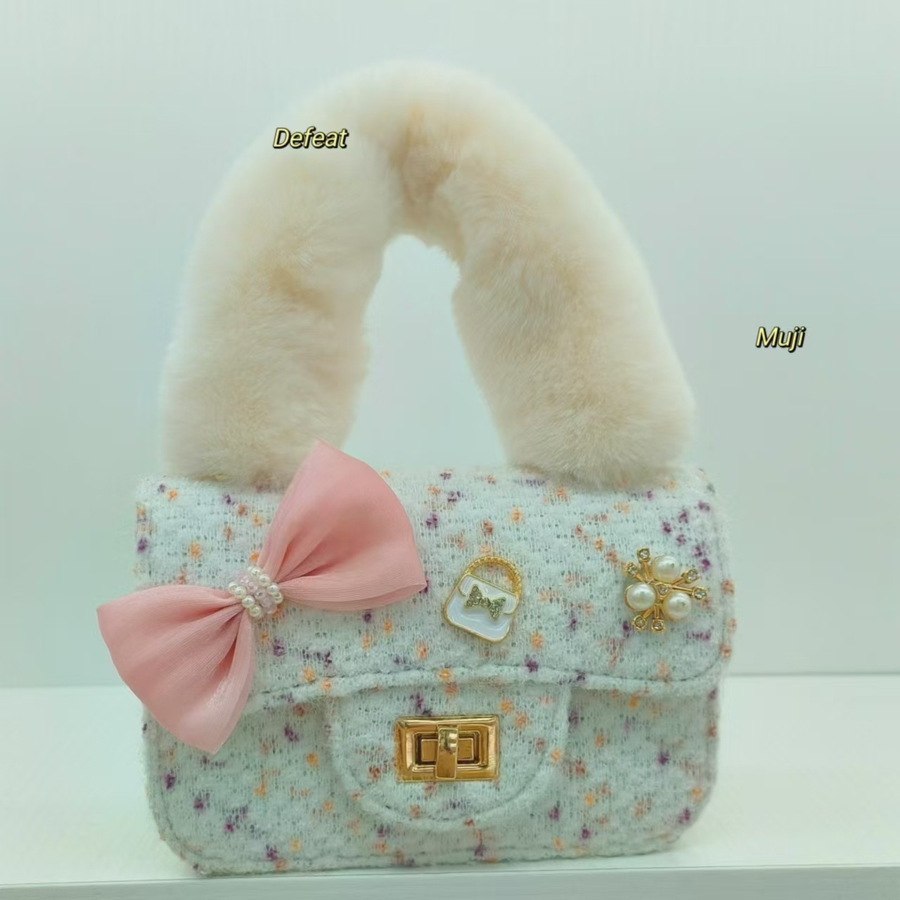 Bolsa de peluche de arco, bolso de princesa, bolso de hombro de niña, accesorios, bolso de cinturón, bolso de cambio