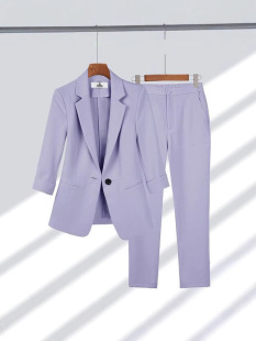 2025 Cross-Border Amazon New Business Casual Nine-Quarter Sleeve Suit Women's Lavender Purple Peacock Blue