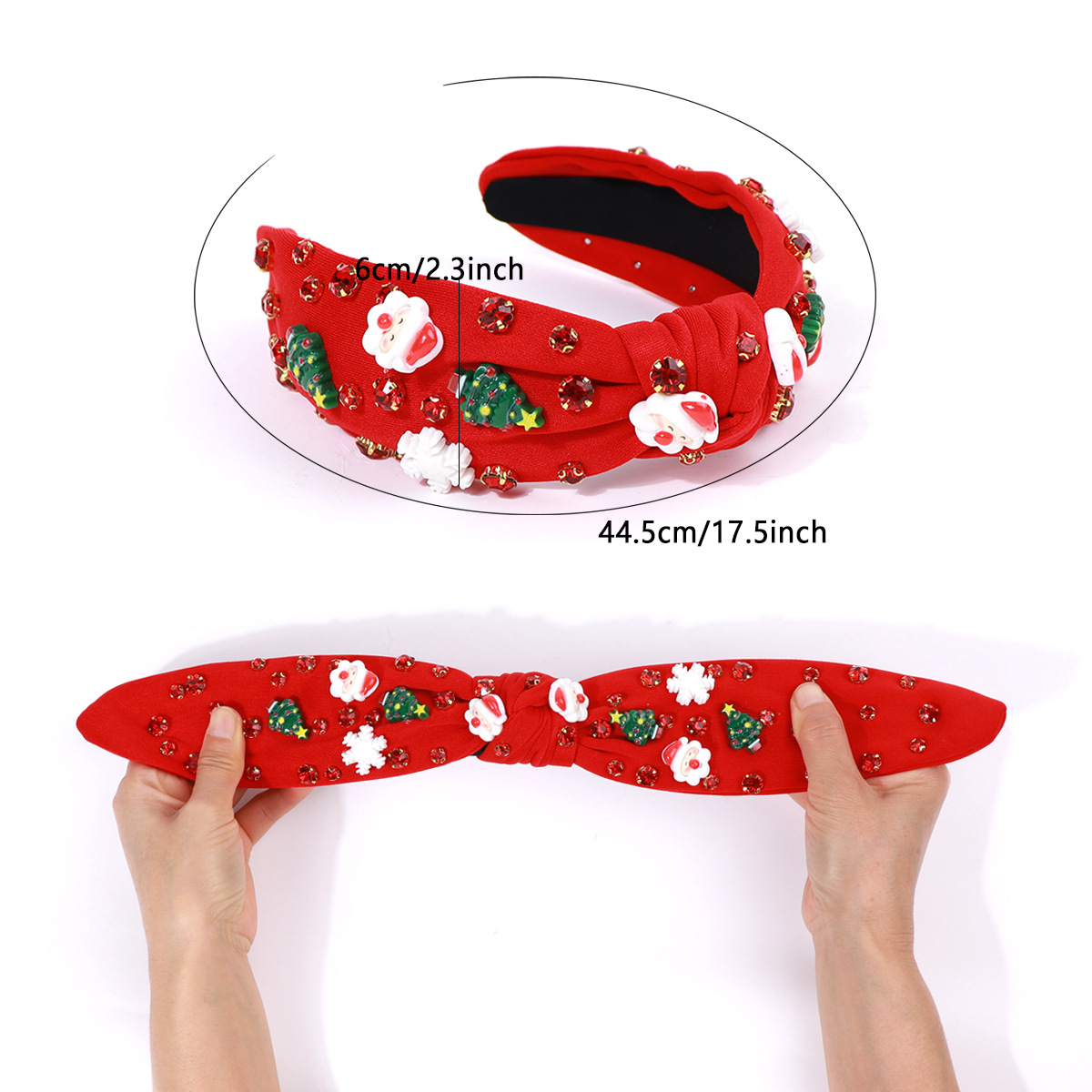 Kerst haarband met knoop versierd met strass en parels_voghion.com