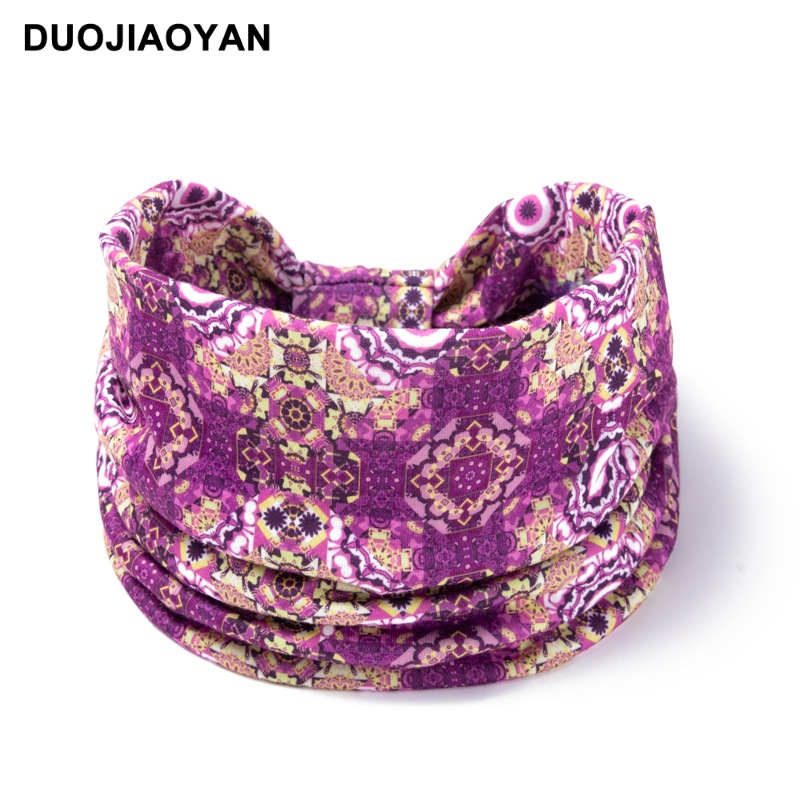 Otoño e Invierno nueva diadema de moda para mujer con estampado bohemio nudo ancho borde elástico pañuelo para la cabeza accesorios para el cabello_voghion.com
