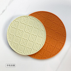 2F復古隔熱墊硅膠餐桌防燙鍋墊耐高溫杯墊高顏值中式海棠花碗墊菜