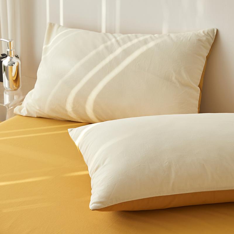 INS Liangpin Funda de almohada de algodón lavado Funda de almohada de algodón de color sólido de algodón puro Dos simple 48*74cm Par individual