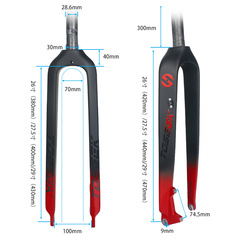 New Cross-border Bicycle Accessories Carbon Fiber Conical Tube Mountain Bike Fork Bicycle Hard Fork Disc Brake 27.5 Inch 29 Inch