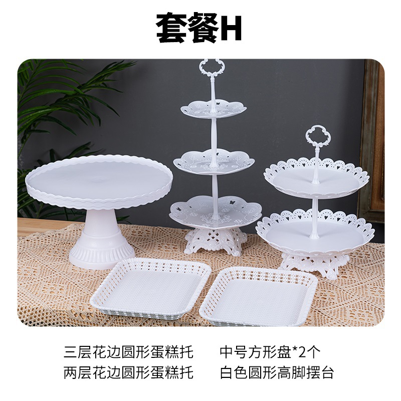 Decoración de postres de cumpleaños estante de exhibición de boda europea estante de frutas estante de pastel de plástico bandeja de bocadillos
