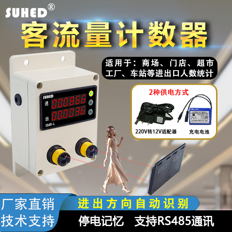 人流量计数器红外线自动感应商场统计人员进出电子数显客流计数器