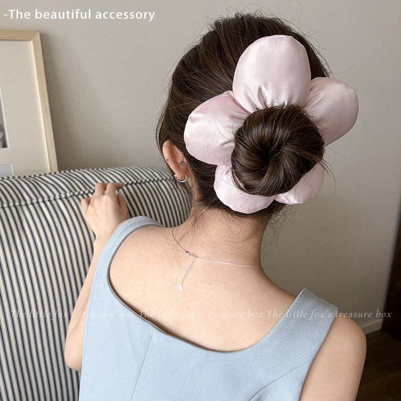 almohada de satén para dormir anillo de cabello de alto nivel coreano relleno de algodón cuerda de cabello bola de cabello