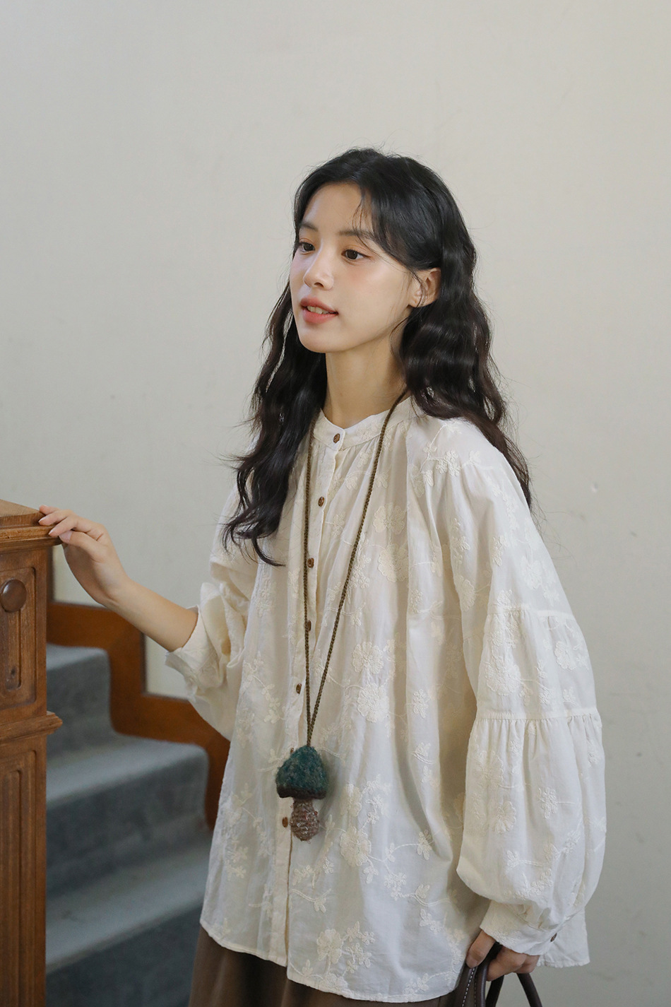 Real Shot: Japanese-style Design, Elaborate Embroidery, Pure Cotton Women's Shirt, Spring French Vintage High-end Shirt_ecoleips.com