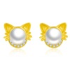 Korean version of fashion simplicity diamond -mosaic cat earrings Women's creative animal earrings manufacturers' supply agent