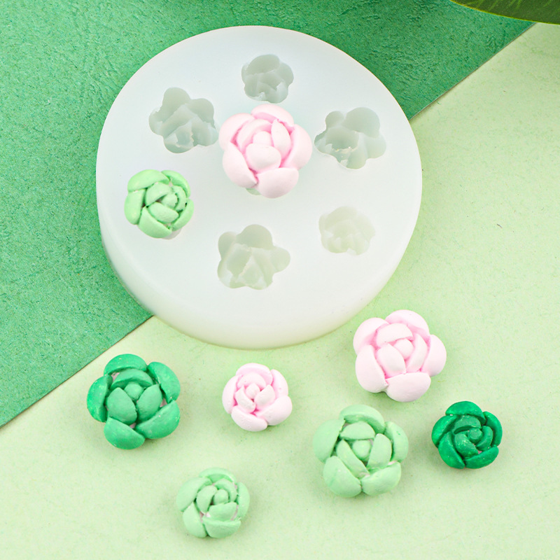 Suculentas Qilian Chocolate Molde de silicona Flores Mousse de flores Molde de decoración de pastel Molde de dulce de caramelo