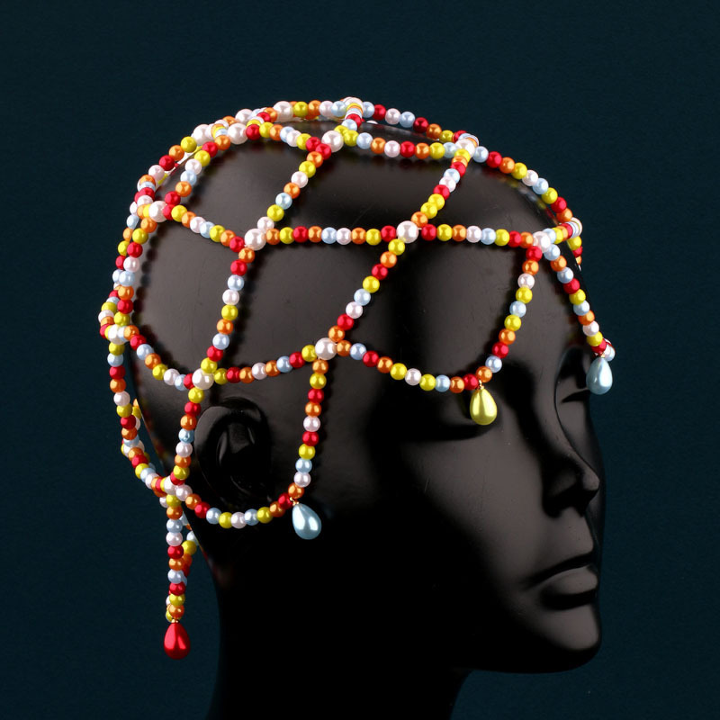 Cross-Border New Product Bohemian Style Colorful Beaded Mesh Hat for Photo Shoots, Fashionable Versatile Accessory Mesh