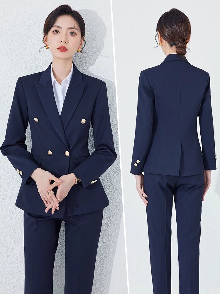Navy blue blazer for female civil servants, formal attire for interviews, high-end suits for college students, professional workwear
