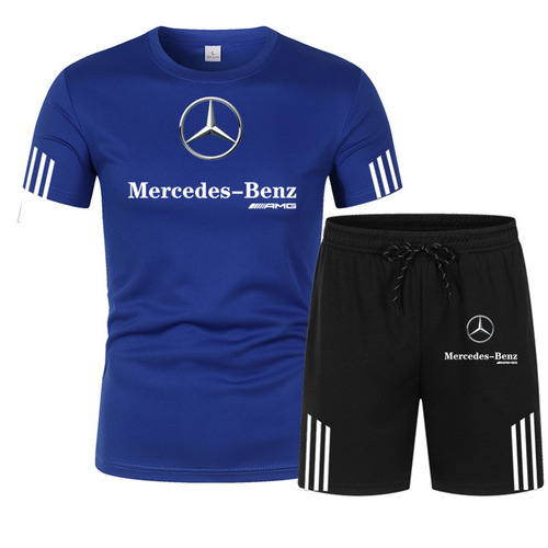 2025 Comfortable and Breathable Short Sleeve T-Shirt Set for Men, Beach Shorts, Printed Fashion Casual Sports Set