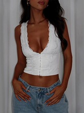 A 91509 V Neck Lace Hook Top �ٽz�h������