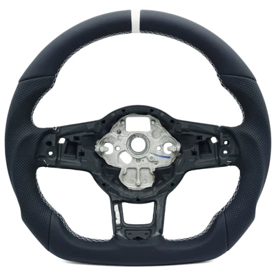 Suitable for Golf 7 Golf Mk7 Gti Rline Semi-Perforated White Stripe Steering Wheel with White Center Dial Base (Steering wheel)