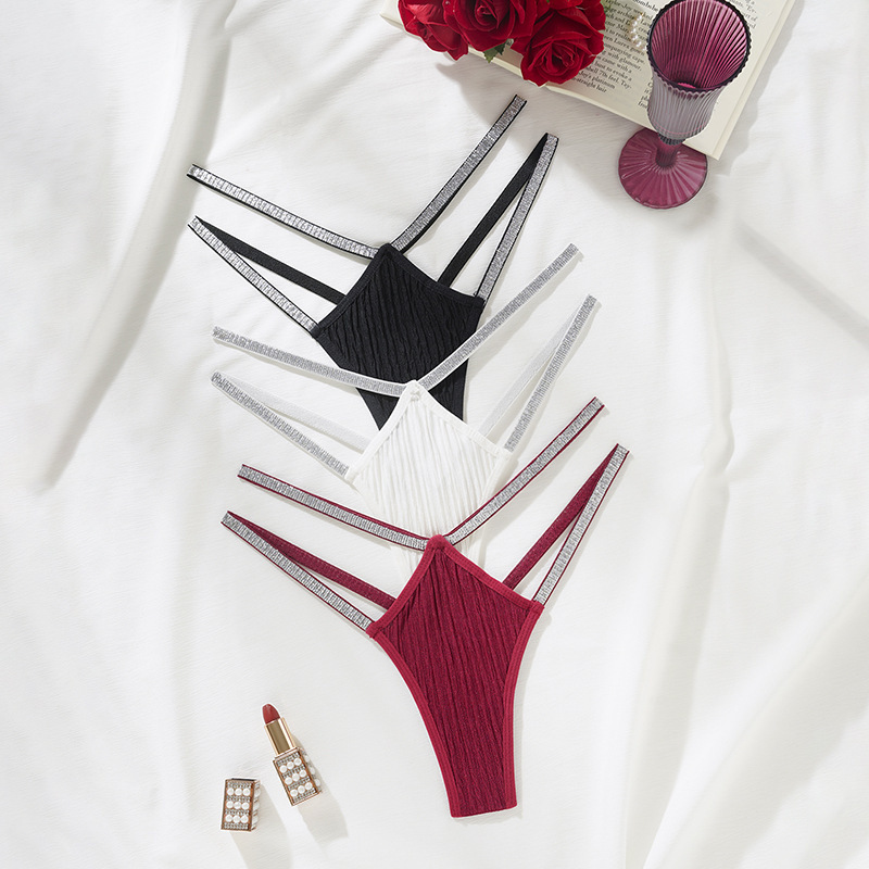 Amazon cross-border new underwear female silver ribbon thread multi-color combination 2025 foreign trade low waist thong in stock Amazon cross-border new underwear female silver ribbon thread multi-color combination 2025 foreign trade low waist thong in stock