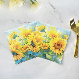 in stock printed paper towel sunflower paper colorful flower party restaurant printed disposable paper towel cross-border wholesale